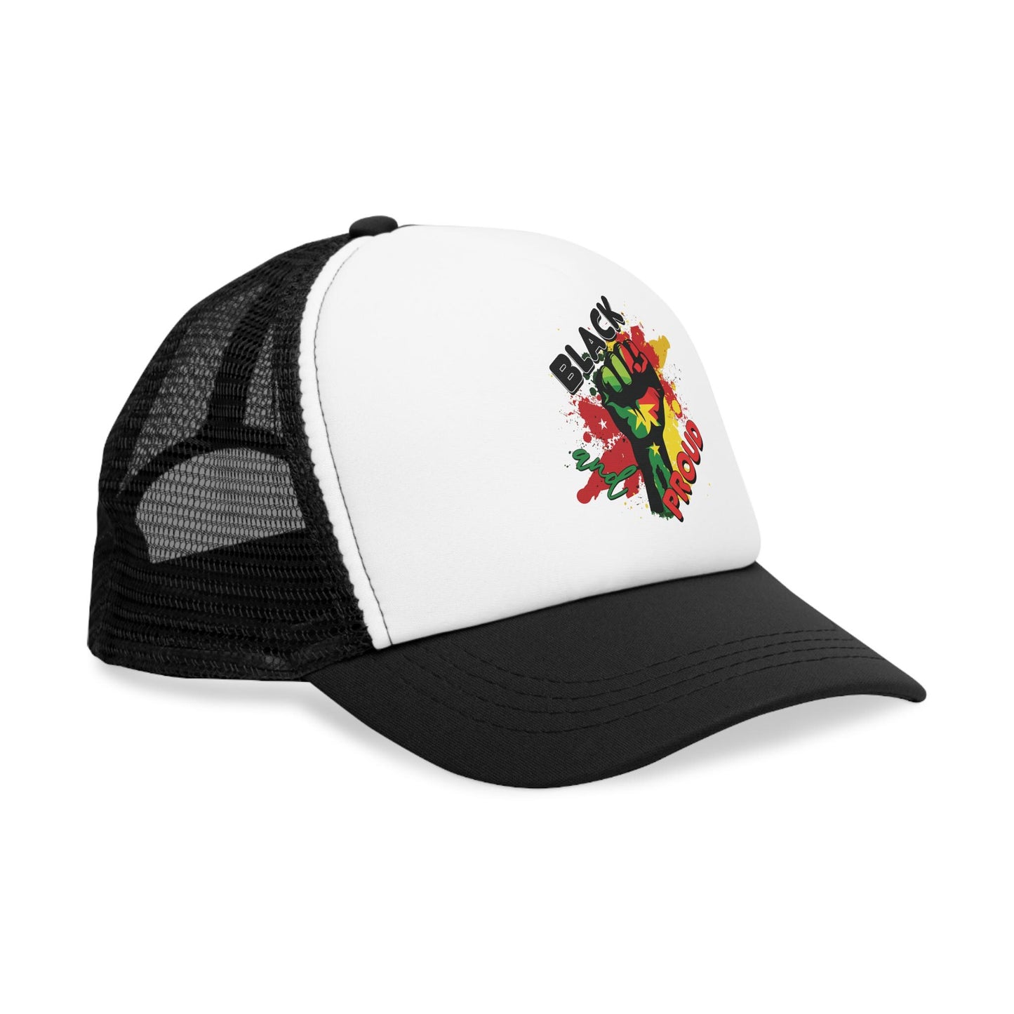 Mesh Cap - Black Proud Cap, Embroidered Hat, Baseball Cap, Adjustable Headwear, Dad Hat, Unisex Cap