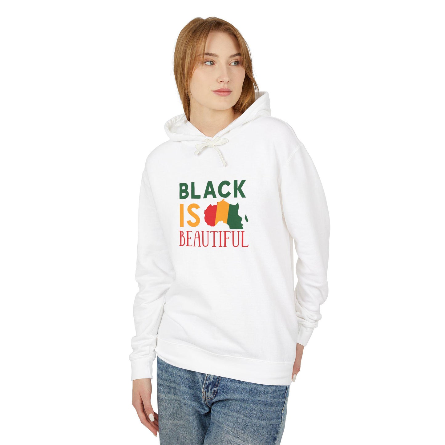 Black is Beautiful Unisex Lightweight Hooded Sweatshirt, Black Hoodie, Diversity Equality Pullover, Anti Racism Activism Apparel, Social