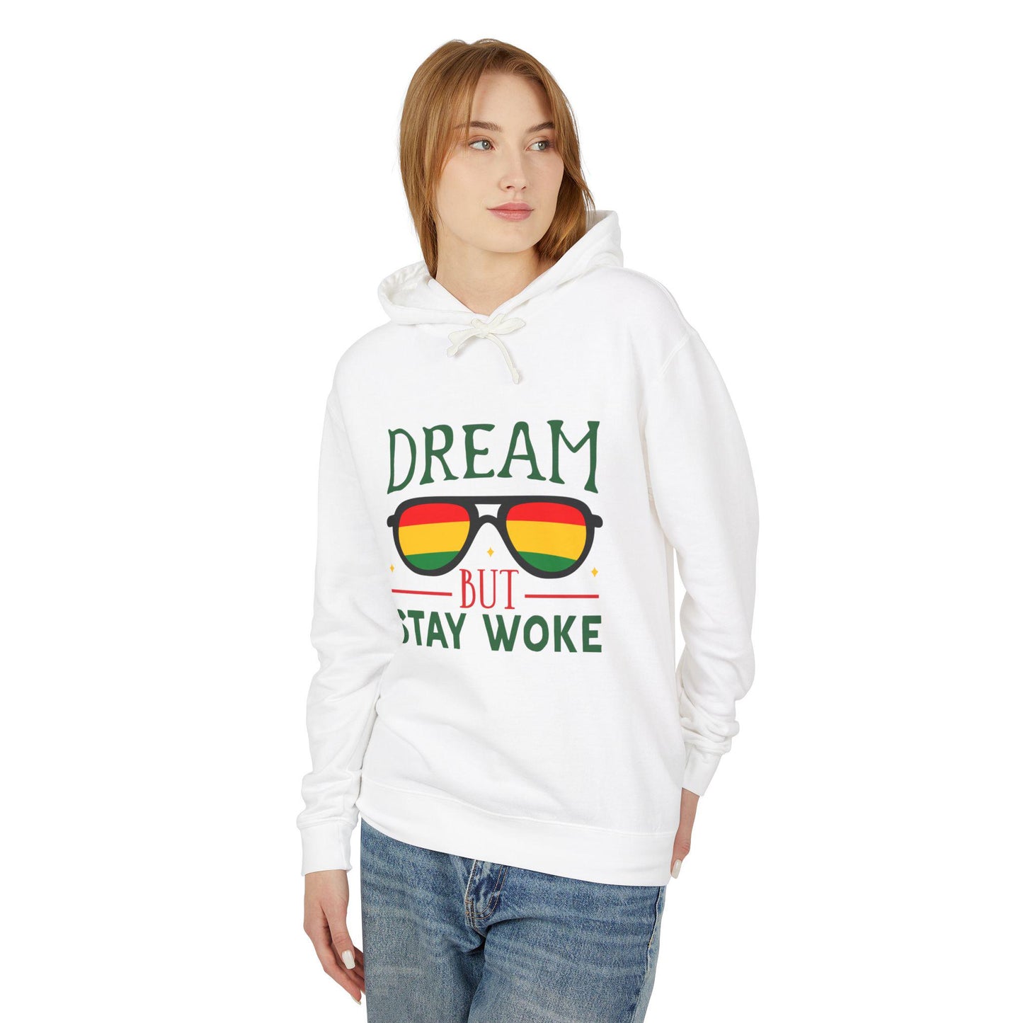 Dream But Stay Wake Lightweight Hoodie, Dreamer Hooded Sweatshirt, Inspirational Quote Jumper, Positive Vibes Pullover, Cozy Lounge Wear,