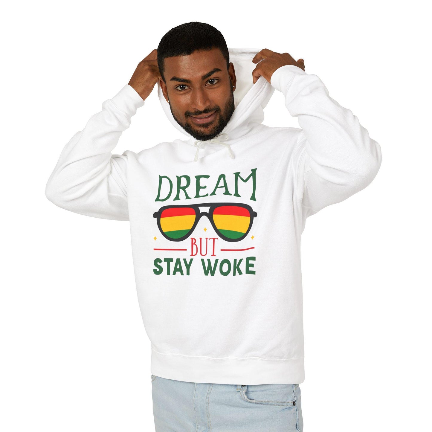 Dream But Stay Wake Lightweight Hoodie, Dreamer Hooded Sweatshirt, Inspirational Quote Jumper, Positive Vibes Pullover, Cozy Lounge Wear,