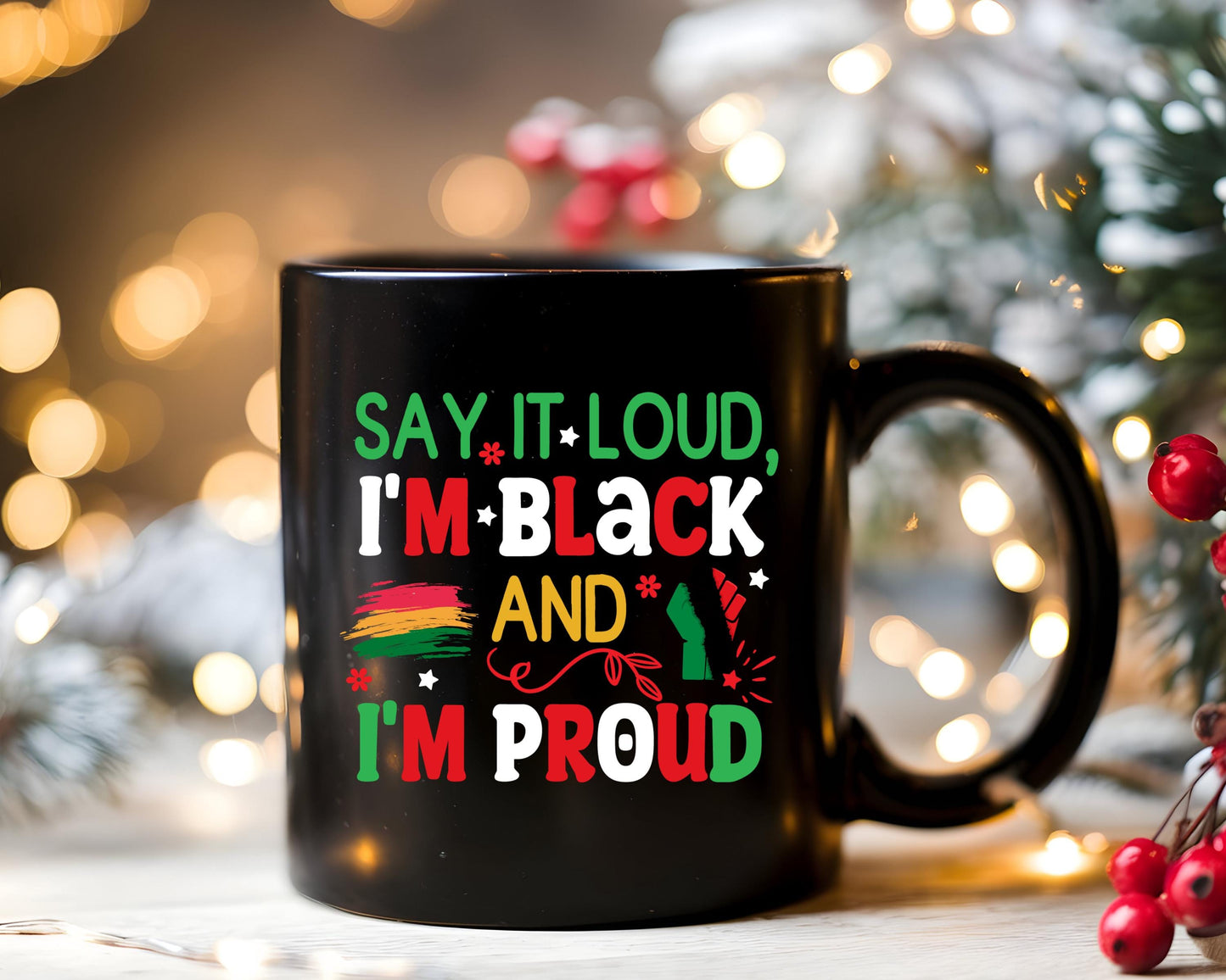 Black Mug, 15oz - Empowering Black Pride Coffee Cup, African American Heritage Tea Mug, Cultural Identity Kitchen Drinkware, Black Lives