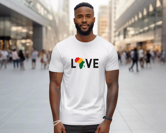 African Love Unisex Jersey Short Sleeve Tee, Afrocentric Shirt, Black History Month Tshirt, Cultural T-Shirt, Ethnic Pride Top