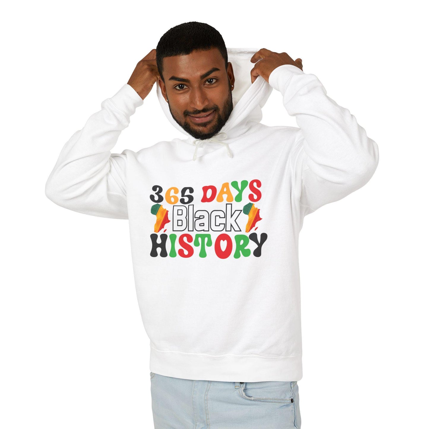 365 Days Black History Unisex Lightweight Hooded Sweatshirt, Black History Month Apparel, African American History Gift, Civil Rights