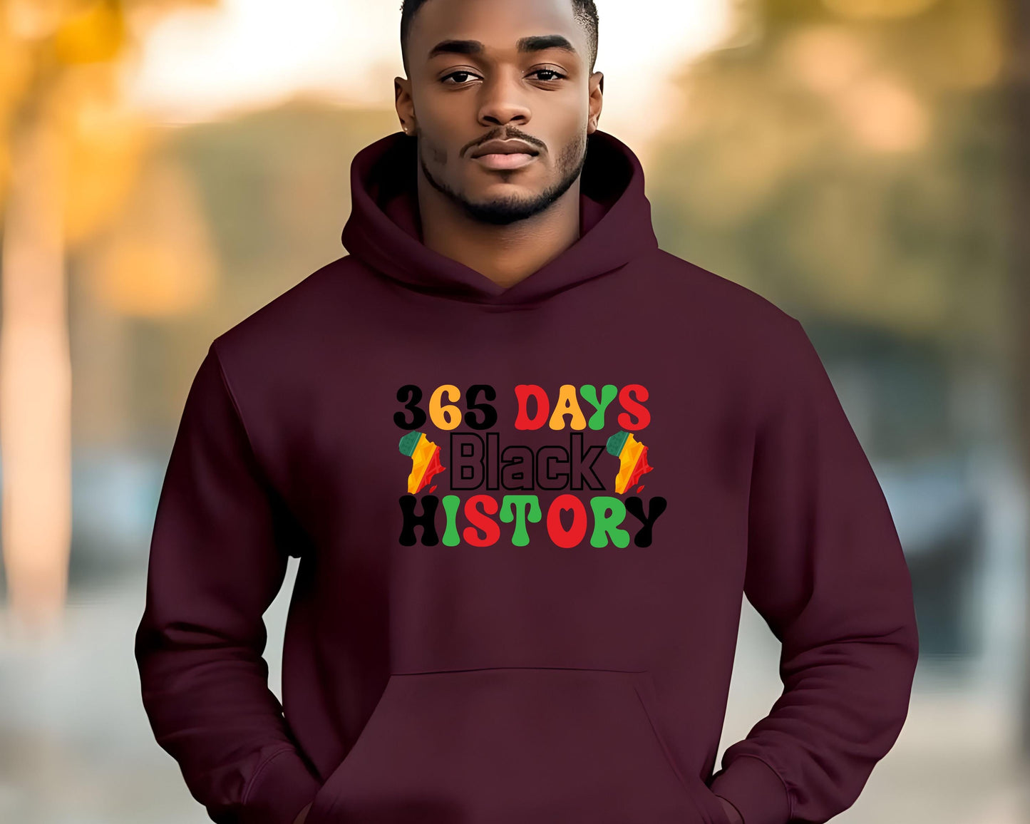 365 Days Black History Unisex Lightweight Hooded Sweatshirt, Black History Month Apparel, African American History Gift, Civil Rights