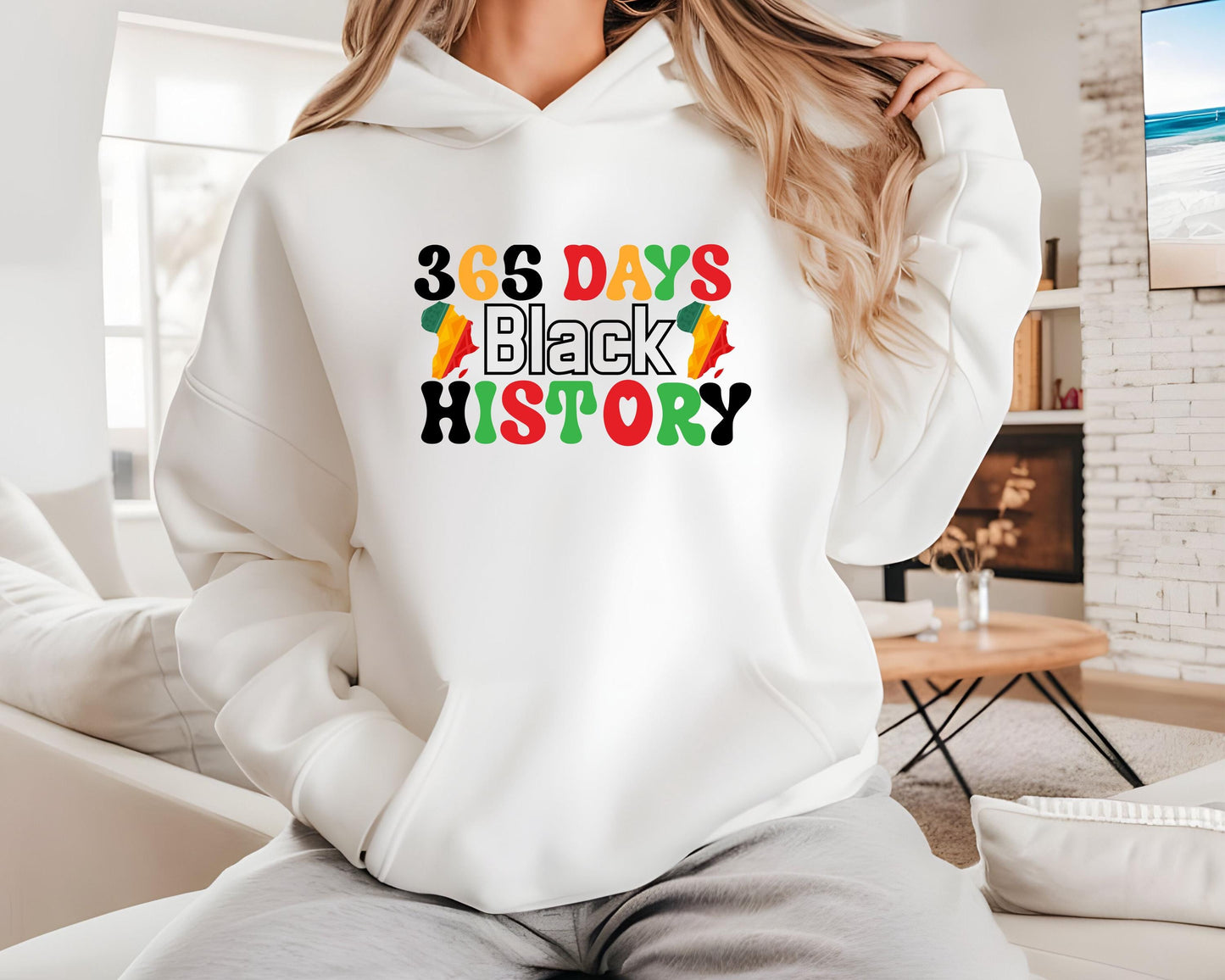 365 Days Black History Unisex Lightweight Hooded Sweatshirt, Black History Month Apparel, African American History Gift, Civil Rights