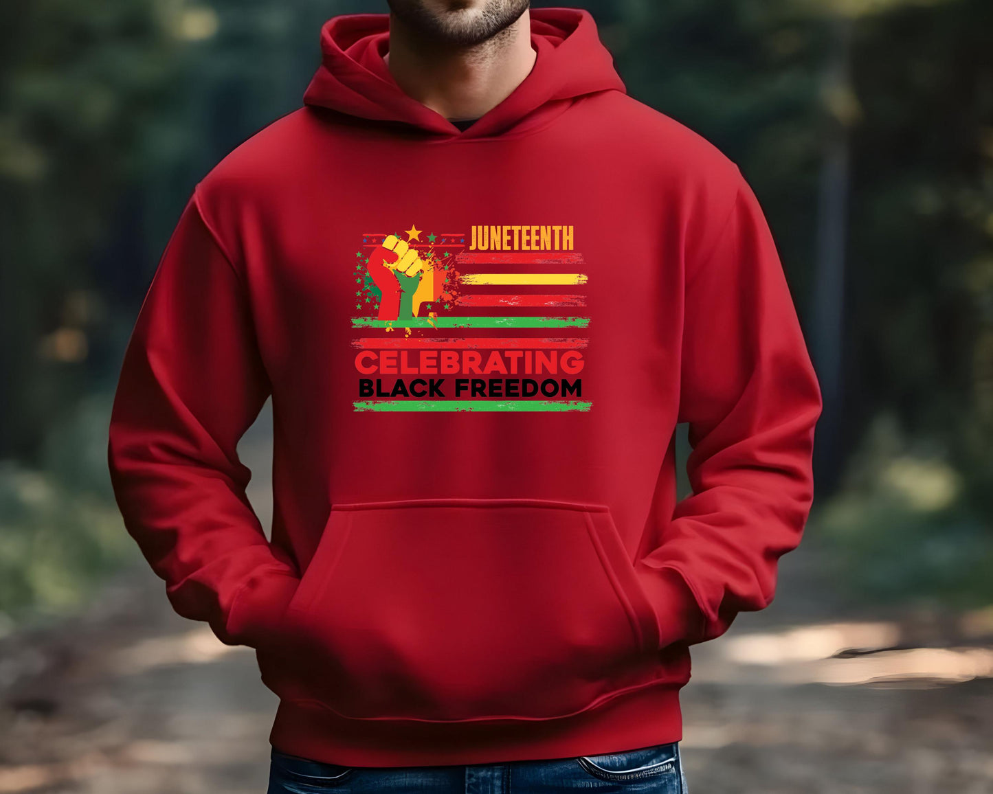 Juneteenth Celebrating Black Freedom Hoodie, Unisex Lightweight Hooded Sweatshirt, Black History Month Gift, African American Pride Apparel,