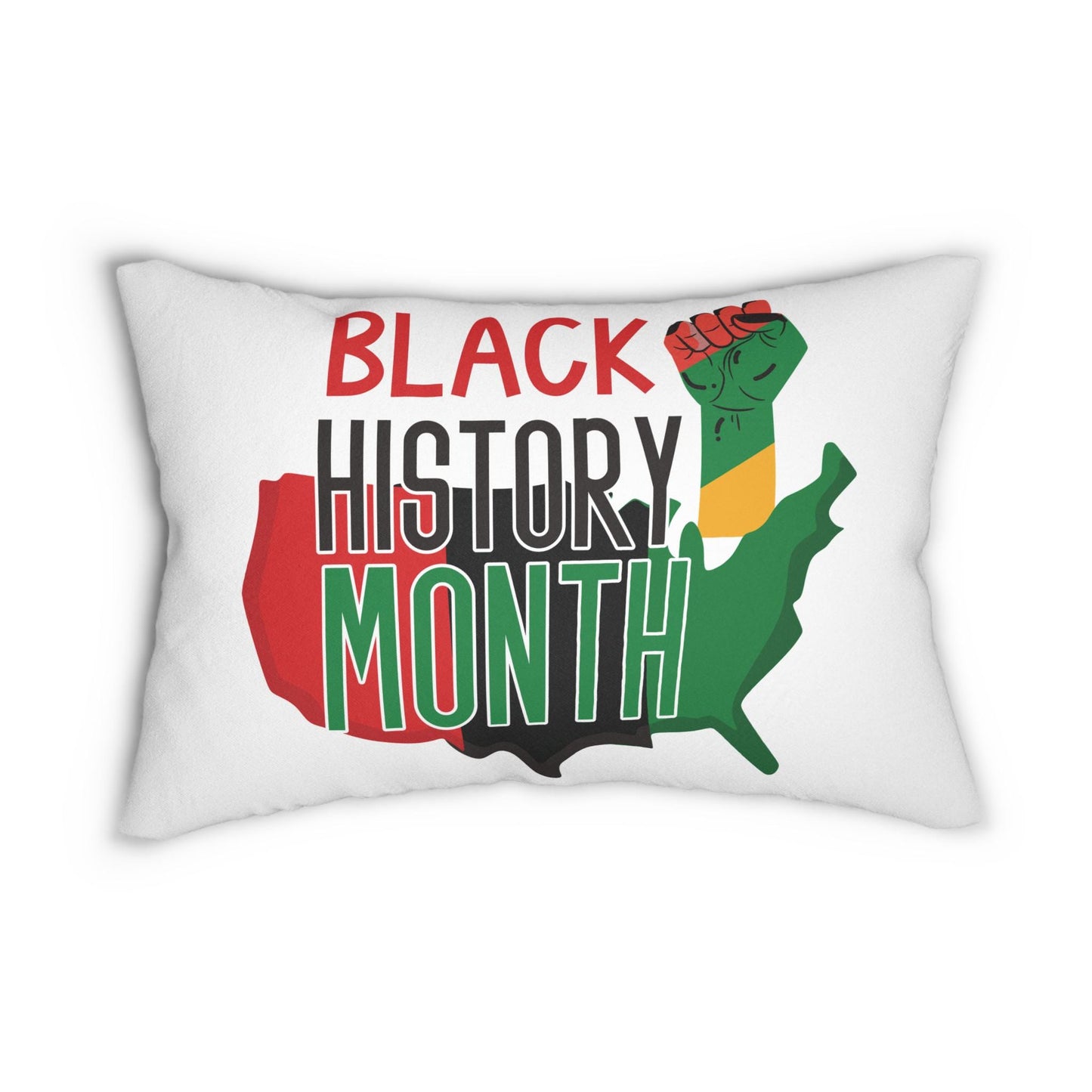 Black History Month Spun Polyester Lumbar Pillow - African American Culture Home Decorative Cushion Throw Accent, Pan African Gifts, BHM