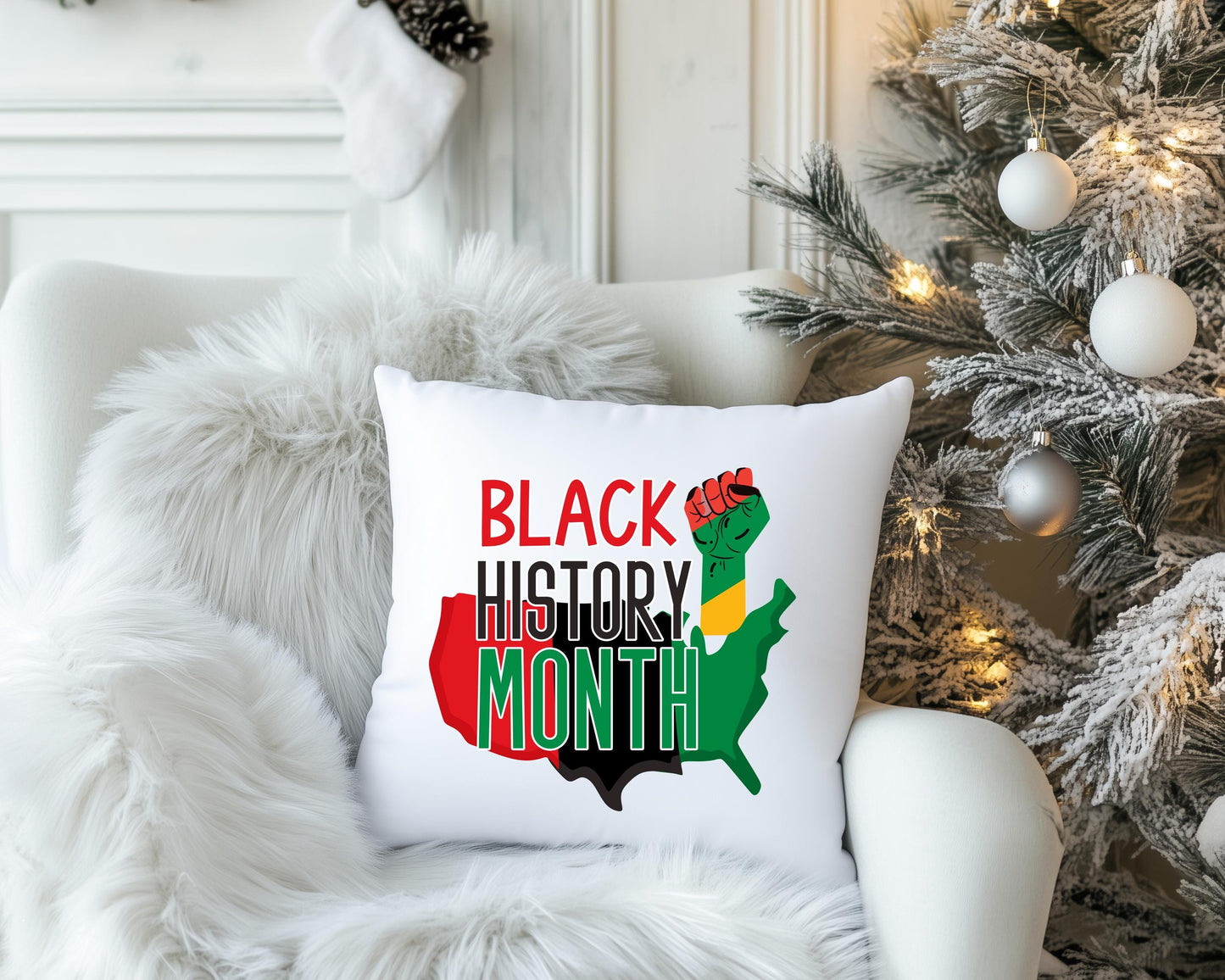 Black History Month Spun Polyester Lumbar Pillow - African American Culture Home Decorative Cushion Throw Accent, Pan African Gifts, BHM