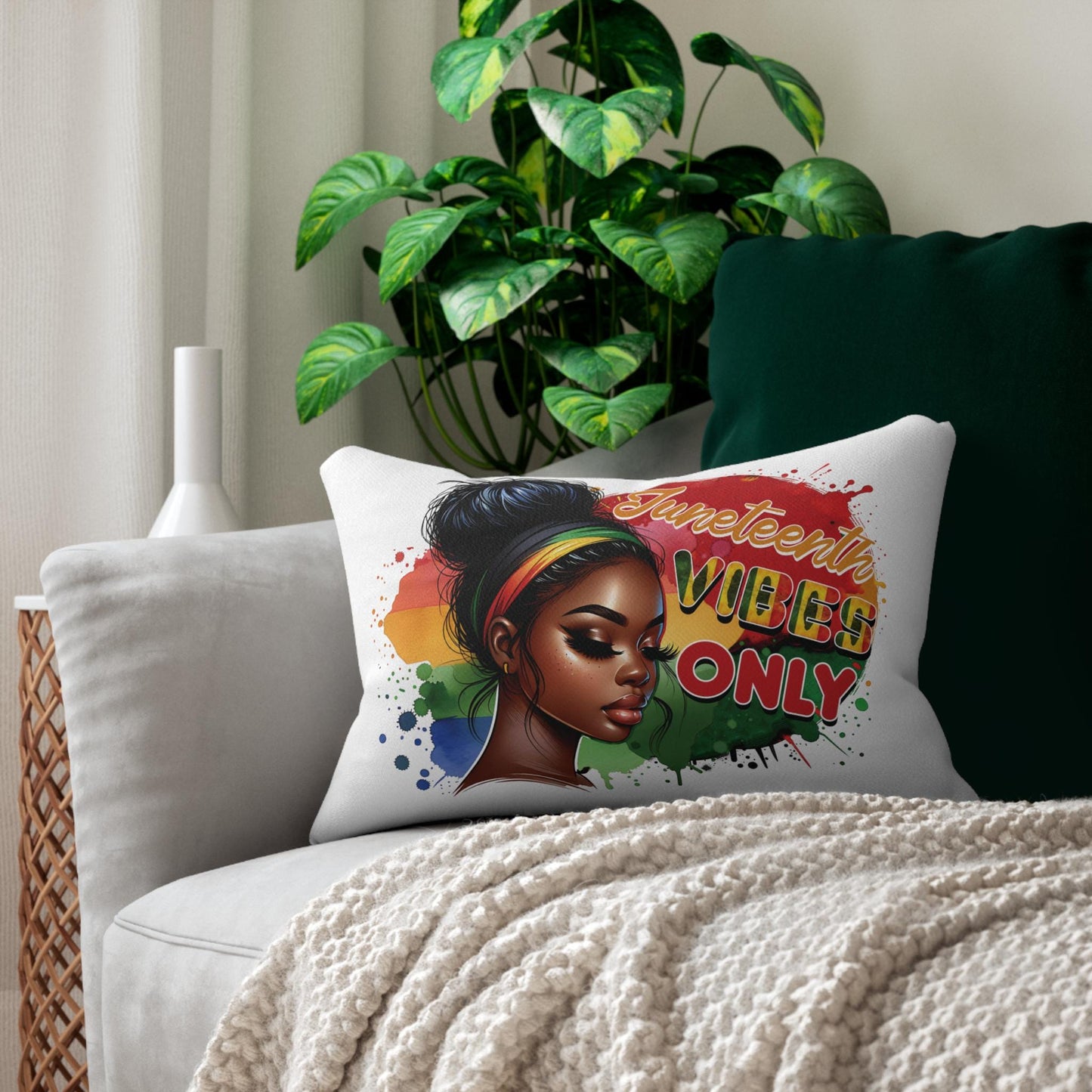 Juneteenth Vibes Only Lumbar Pillow, Throw Pillow, Accent Pillow, Cushion, Home Decor, Black History, Independence Day