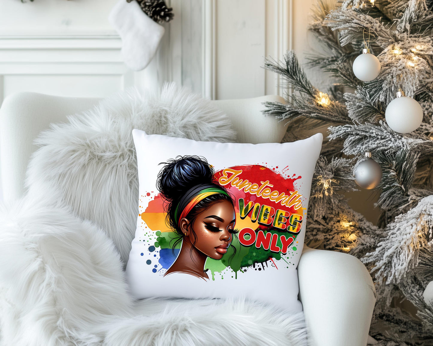 Juneteenth Vibes Only Lumbar Pillow, Throw Pillow, Accent Pillow, Cushion, Home Decor, Black History, Independence Day