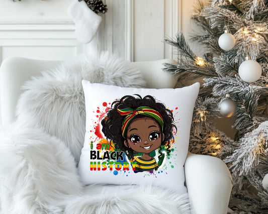 Black History Art Pillow | Cozy Home Decor, Heritage Celebration, Gift for Kids, Back to School, Cultural Awareness