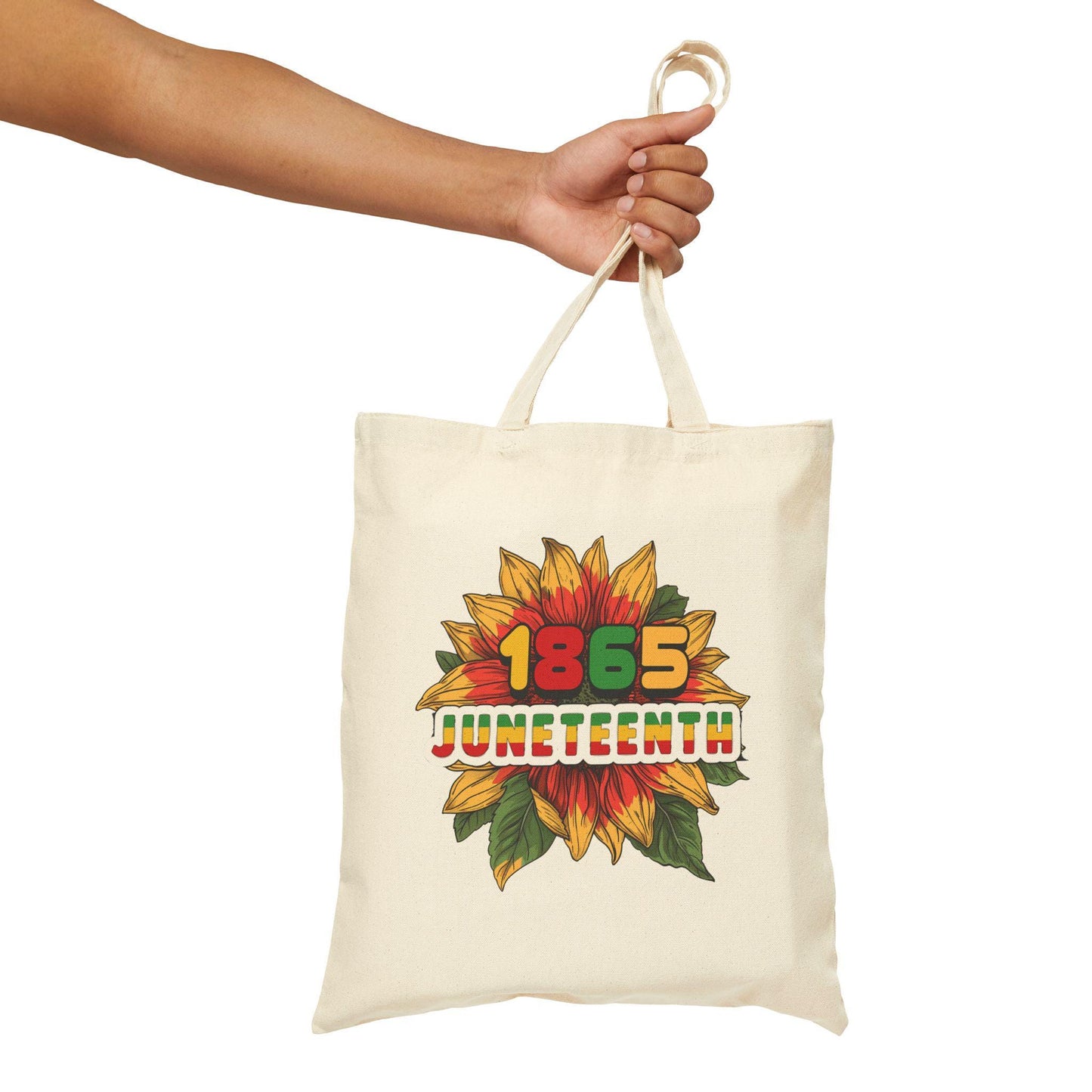 Juneteenth Cotton Canvas Tote Bag, Eco-Friendly Grocery Bag, Sunflower Art Tote, Gift for Activists, Summer Beach Bag