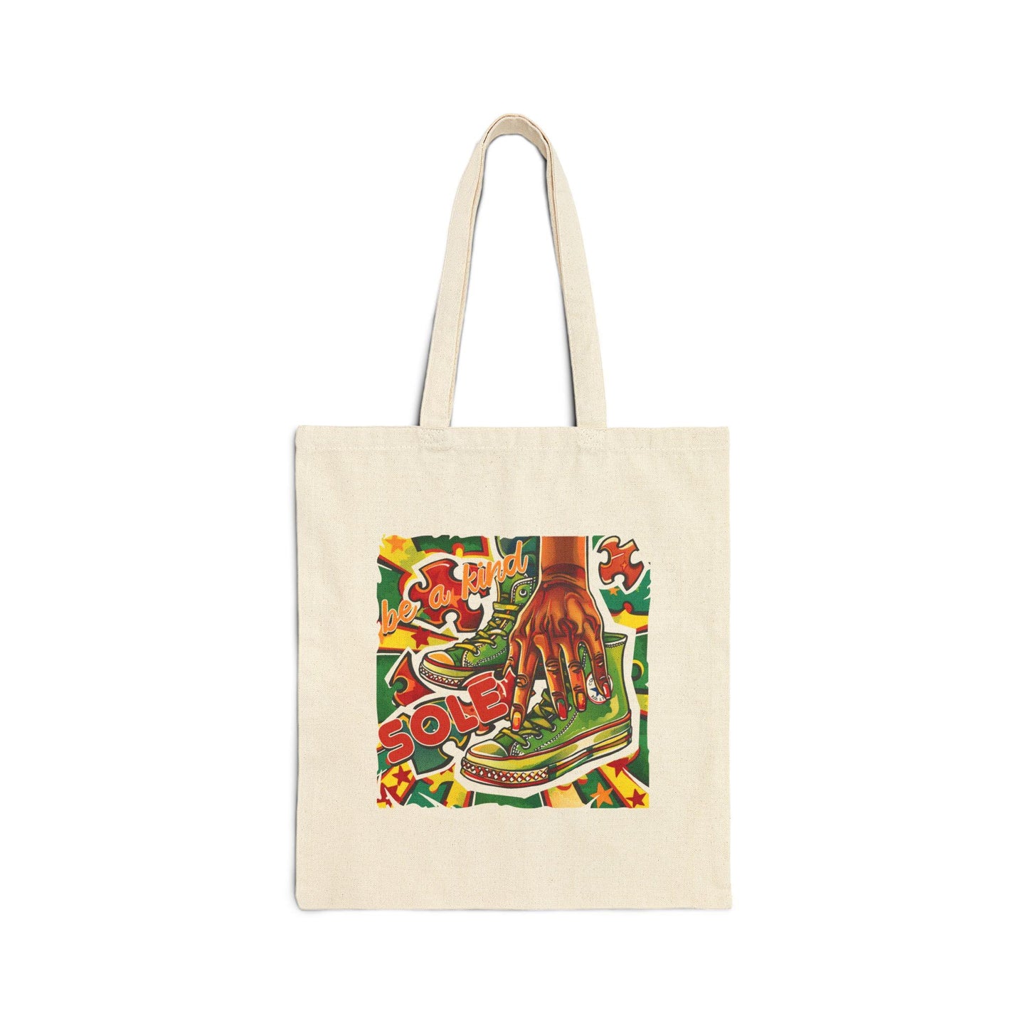 Vintage-Inspired Cotton Canvas Tote Bag with Hand-Drawn Sole Design, Eco-Friendly Shopper, Grocery Bag, Everyday Carry, Art Lover Gift