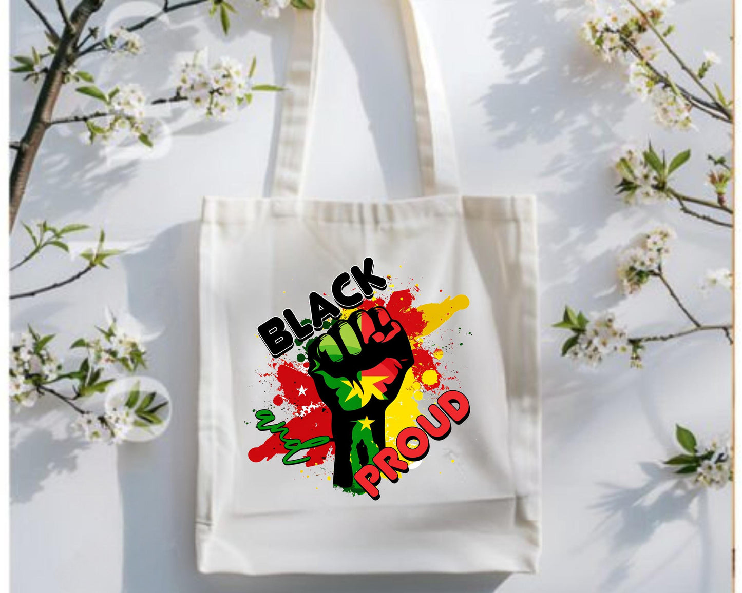 Empowering Black Proud Cotton Canvas Tote Bag, Eco-Friendly Shopping Bag, Festival Tote, Statement Bag, Gift for Activists