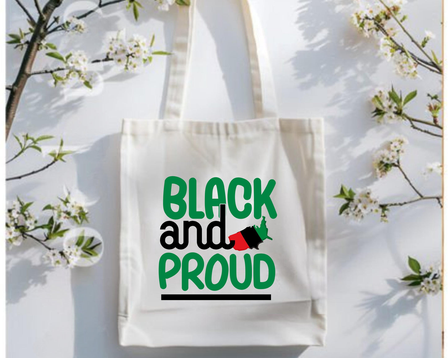 Black and Proud Cotton Tote Bag, African American Empowerment Market Bag, Ethnic Pride Shopping Bag, BLM Reusable Grocery Tote, Diversity