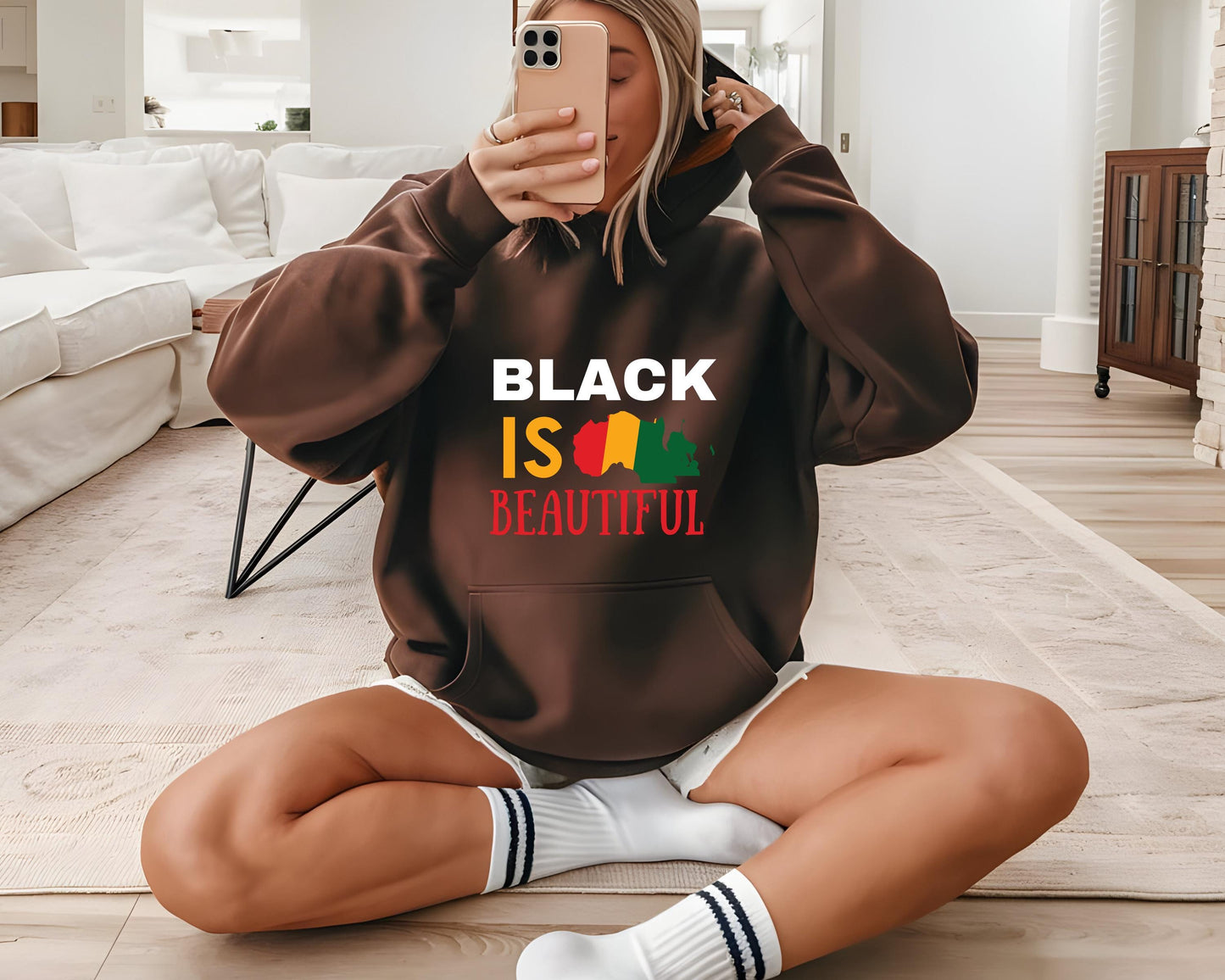 Black is Beautiful Unisex Lightweight Hooded Sweatshirt, Black Hoodie, Diversity Equality Pullover, Anti Racism Activism Apparel, Social