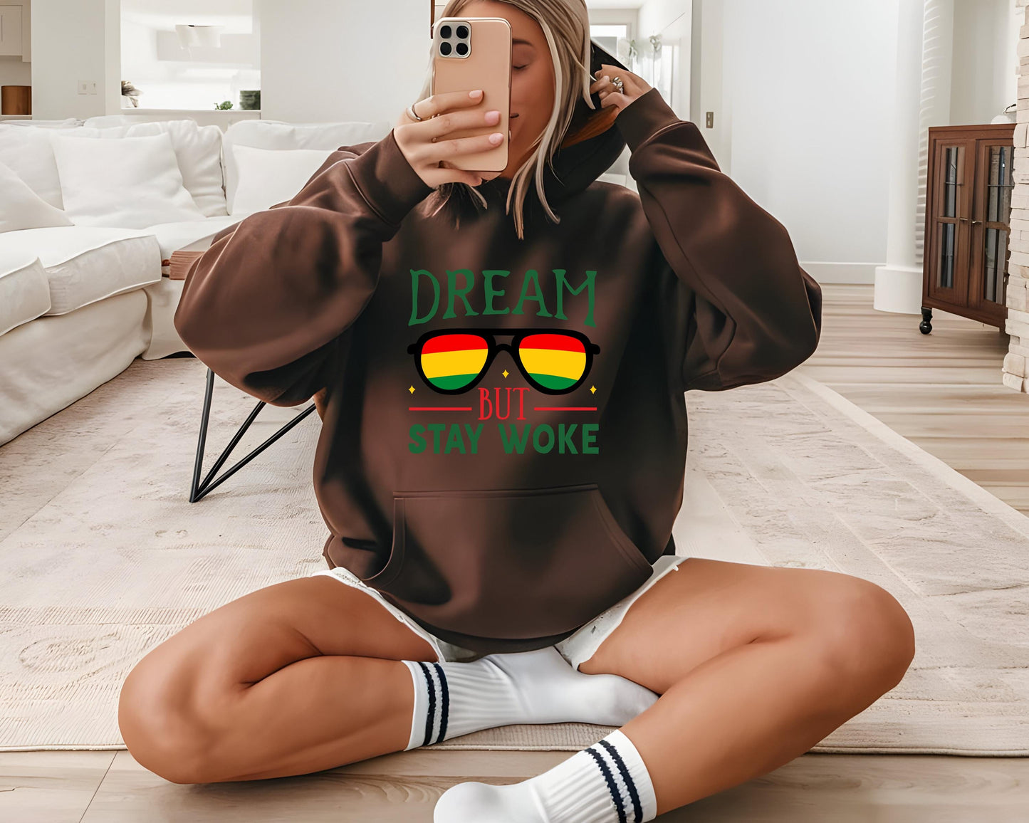 Dream But Stay Wake Lightweight Hoodie, Dreamer Hooded Sweatshirt, Inspirational Quote Jumper, Positive Vibes Pullover, Cozy Lounge Wear,