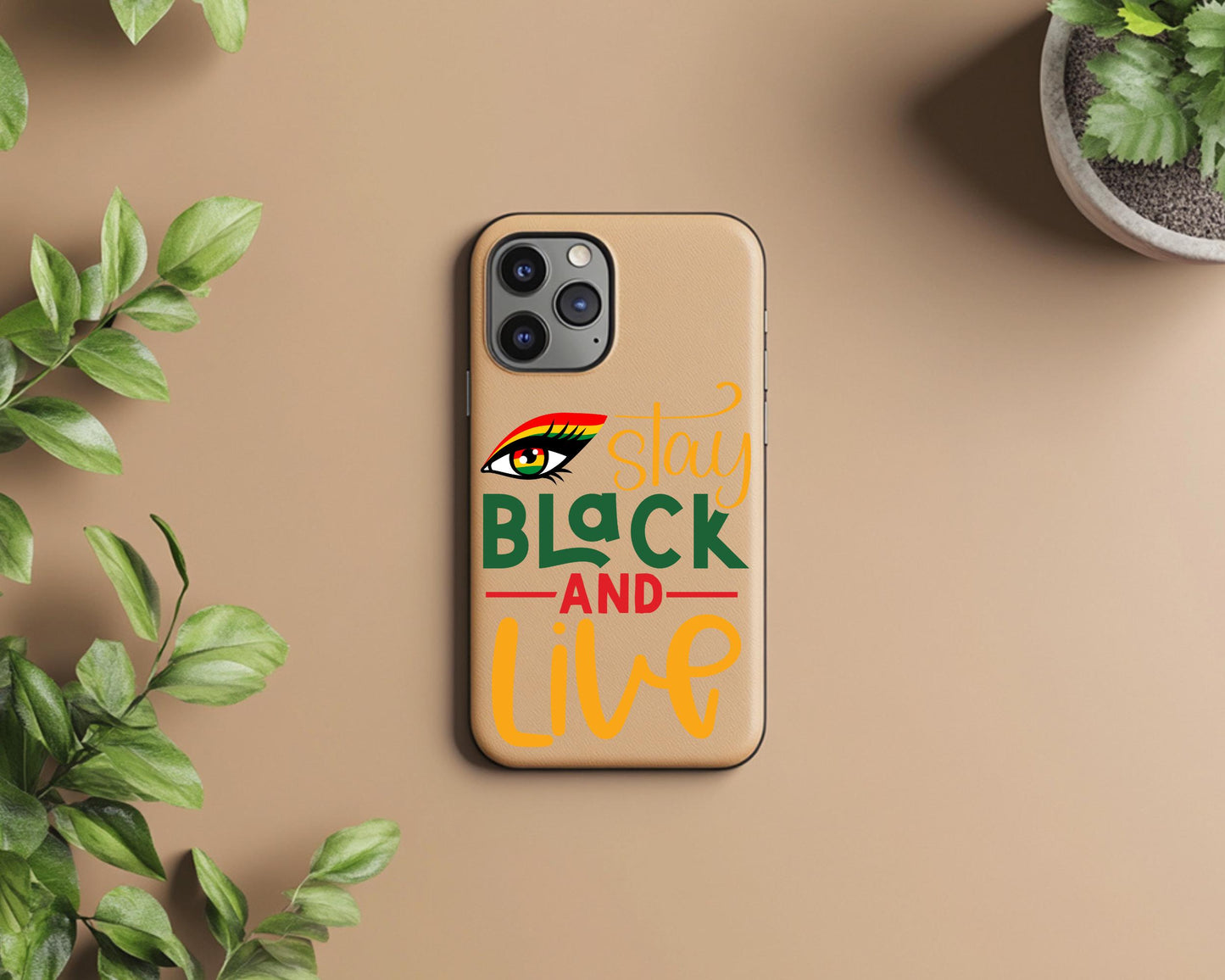 Unique Phone Snap Case, Stay Black and Live, Inspirational Phone Cover, Black Culture Gift, Vibrant Phone Accessory