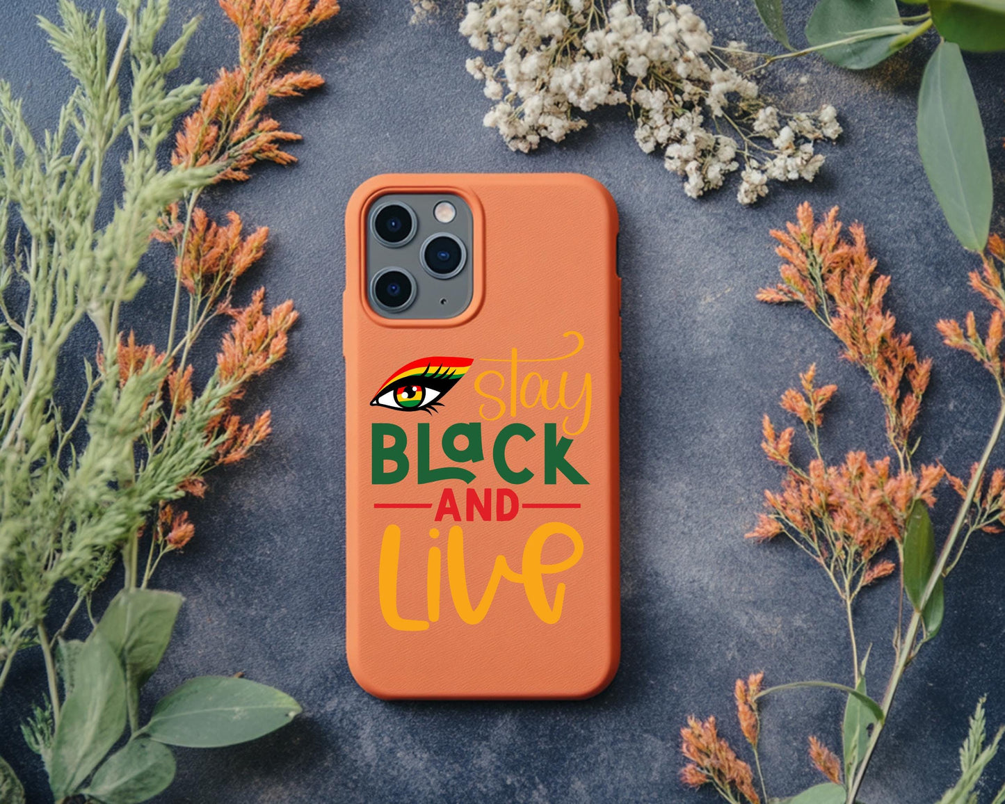 Unique Phone Snap Case, Stay Black and Live, Inspirational Phone Cover, Black Culture Gift, Vibrant Phone Accessory