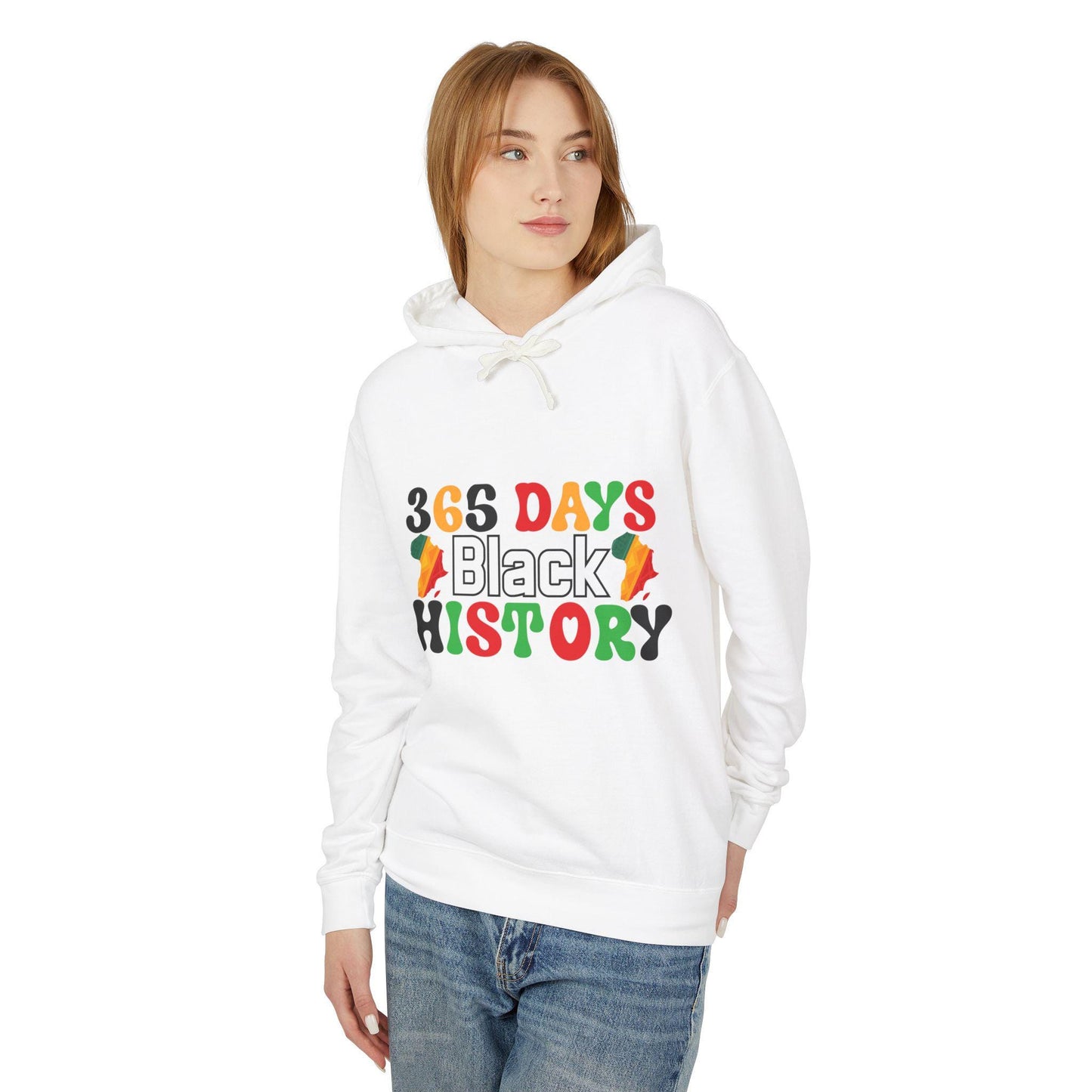 365 Days Black History Unisex Lightweight Hooded Sweatshirt, Black History Month Apparel, African American History Gift, Civil Rights