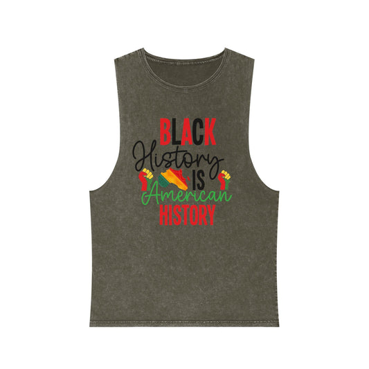 Black History is American History Tank Top | Unisex Stonewash Graphic Tank, Summer Casual Wear, Festival Apparel, Gift for Activists, Black