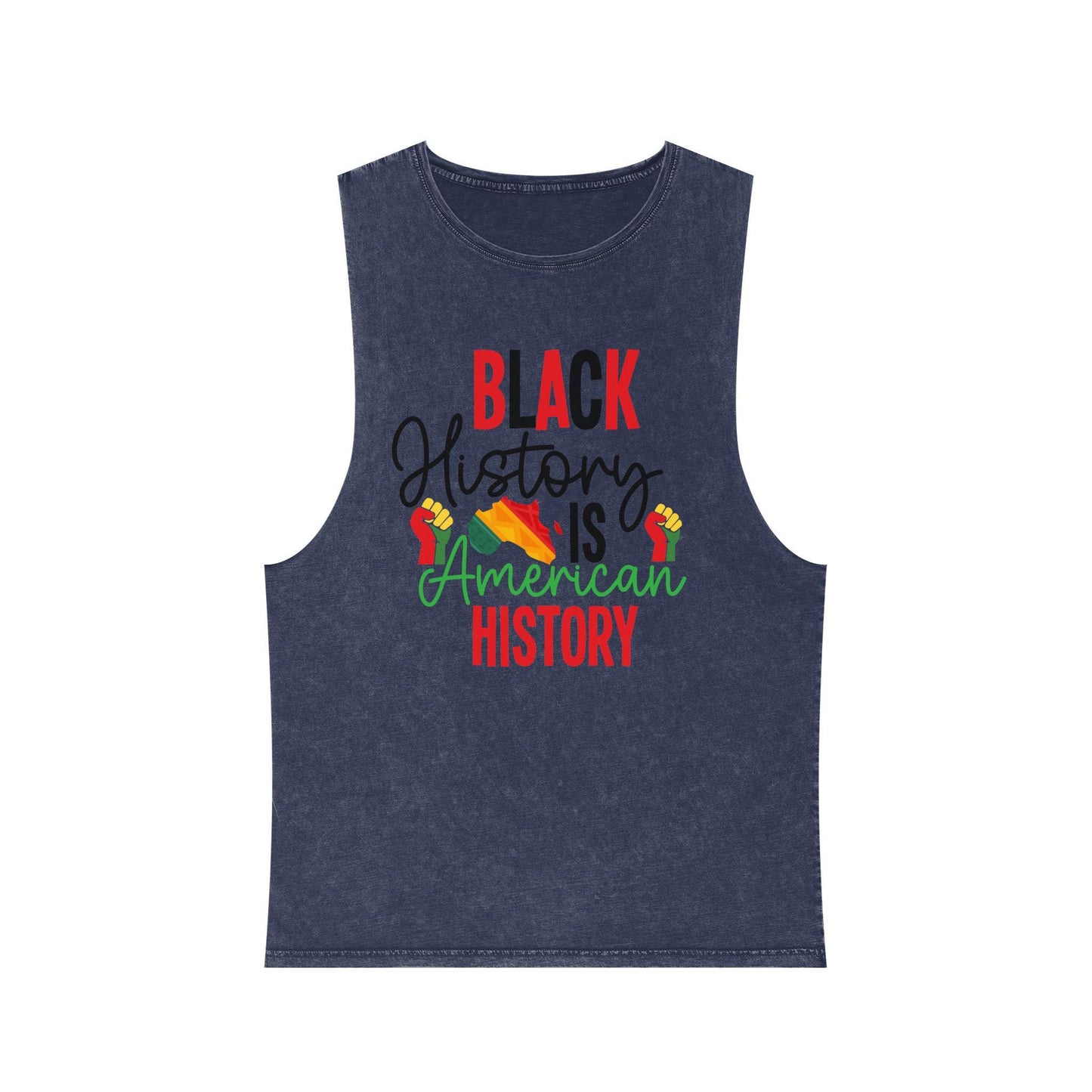 Black History is American History Tank Top | Unisex Stonewash Graphic Tank, Summer Casual Wear, Festival Apparel, Gift for Activists, Black