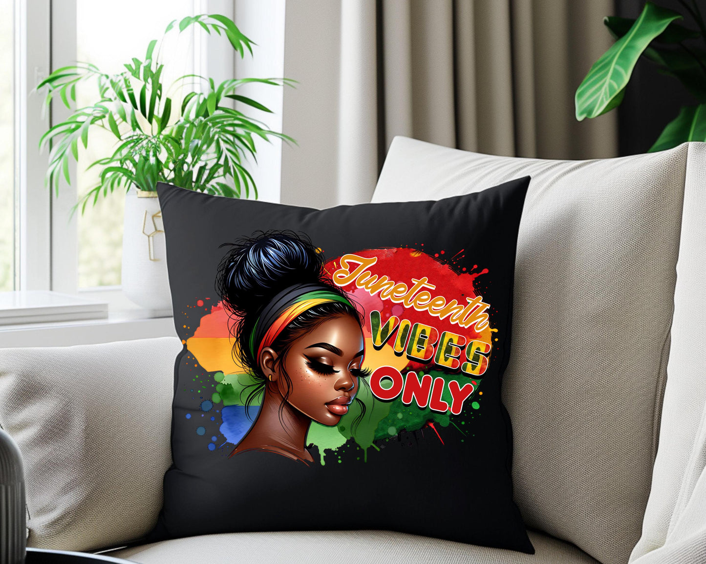 Juneteenth Vibes Only Lumbar Pillow, Throw Pillow, Accent Pillow, Cushion, Home Decor, Black History, Independence Day