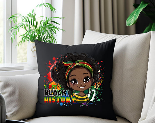 Black History Art Pillow | Cozy Home Decor, Heritage Celebration, Gift for Kids, Back to School, Cultural Awareness