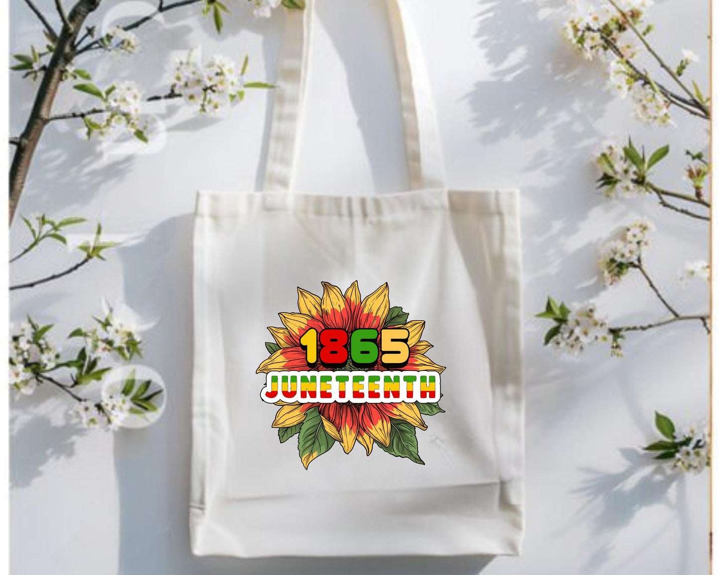 Juneteenth Cotton Canvas Tote Bag, Eco-Friendly Grocery Bag, Sunflower Art Tote, Gift for Activists, Summer Beach Bag