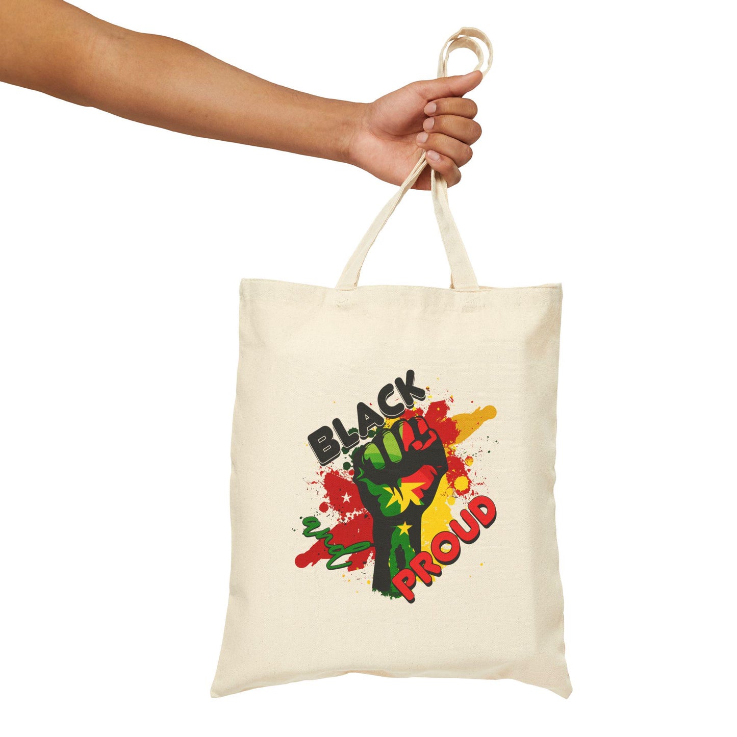 Empowering Black Proud Cotton Canvas Tote Bag, Eco-Friendly Shopping Bag, Festival Tote, Statement Bag, Gift for Activists