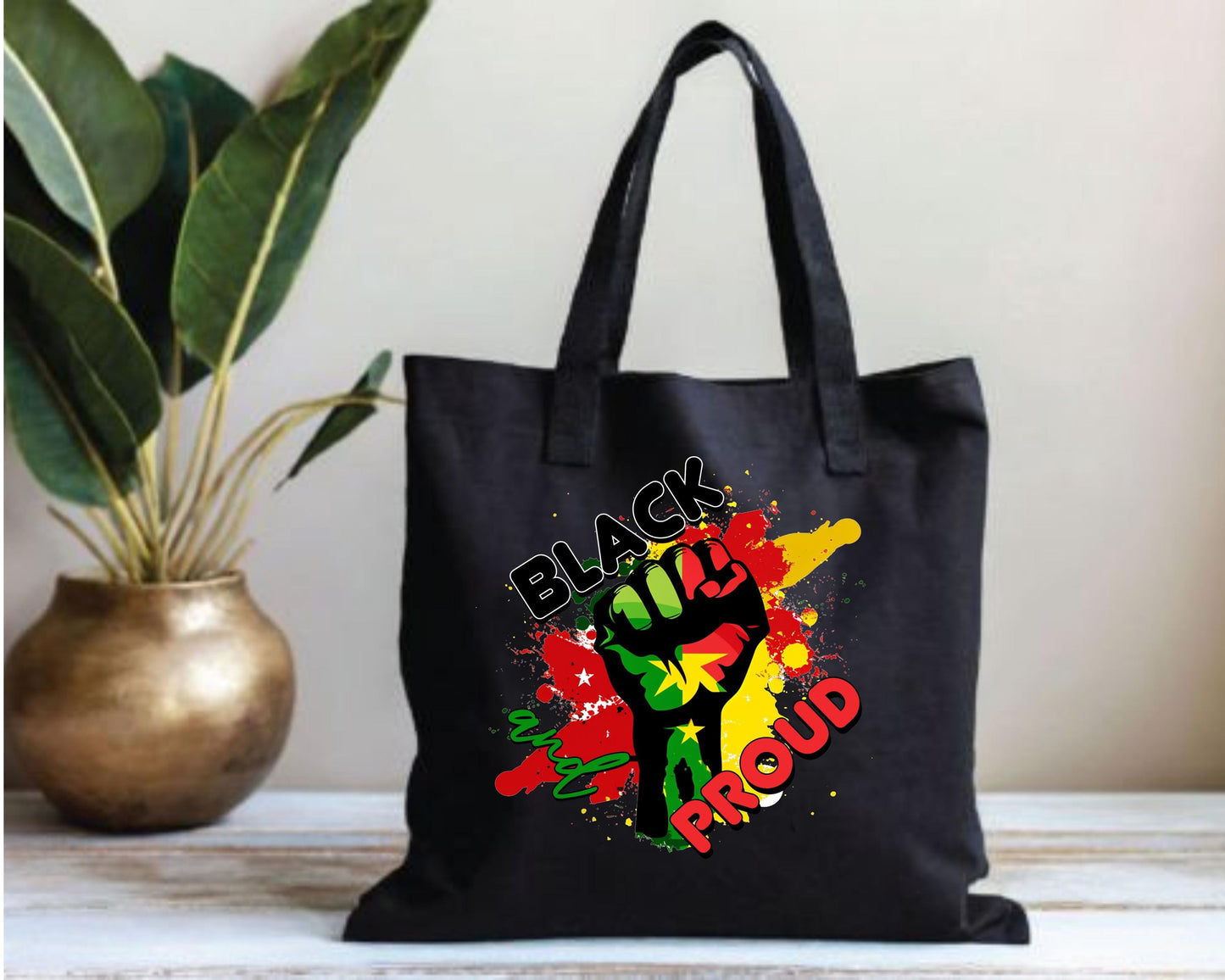 Empowering Black Proud Cotton Canvas Tote Bag, Eco-Friendly Shopping Bag, Festival Tote, Statement Bag, Gift for Activists