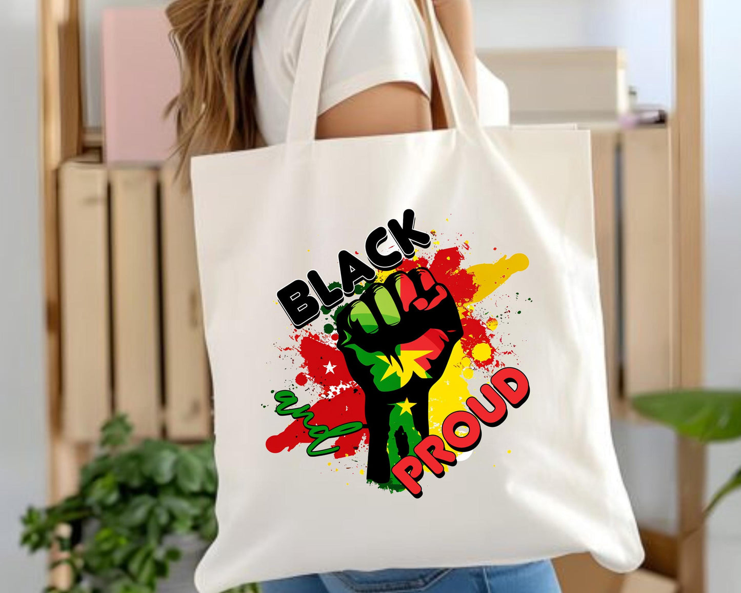 Empowering Black Proud Cotton Canvas Tote Bag, Eco-Friendly Shopping Bag, Festival Tote, Statement Bag, Gift for Activists