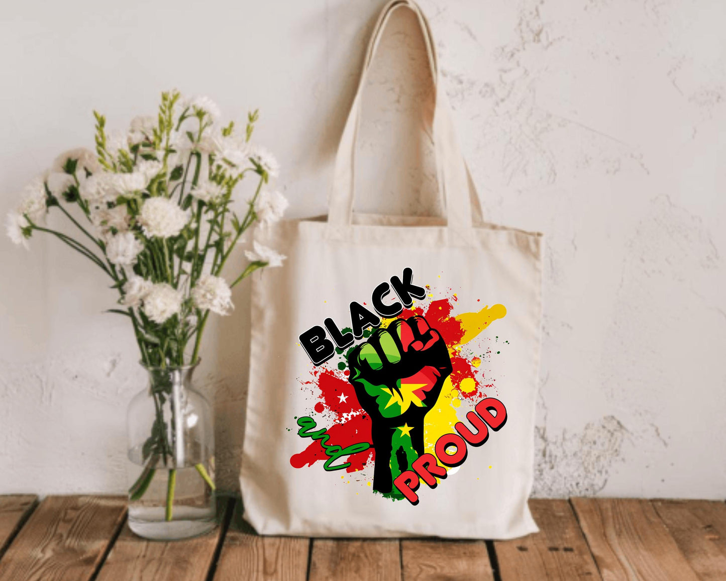 Empowering Black Proud Cotton Canvas Tote Bag, Eco-Friendly Shopping Bag, Festival Tote, Statement Bag, Gift for Activists