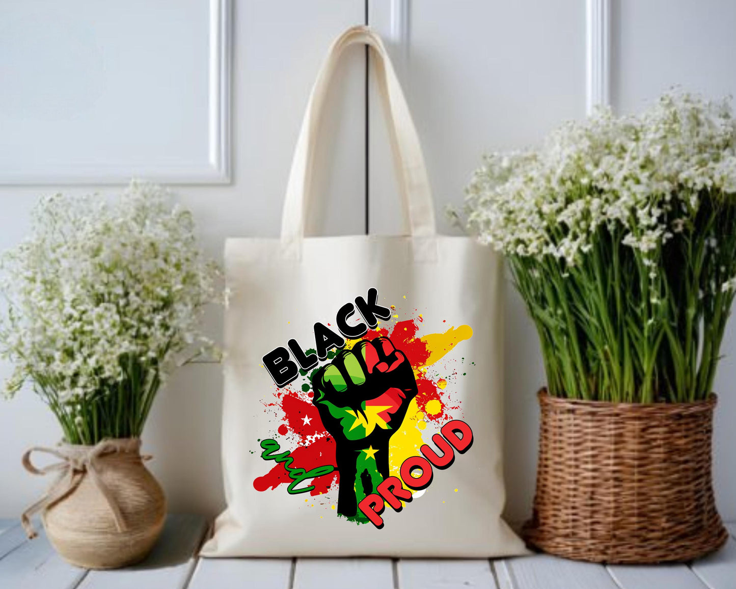 Empowering Black Proud Cotton Canvas Tote Bag, Eco-Friendly Shopping Bag, Festival Tote, Statement Bag, Gift for Activists