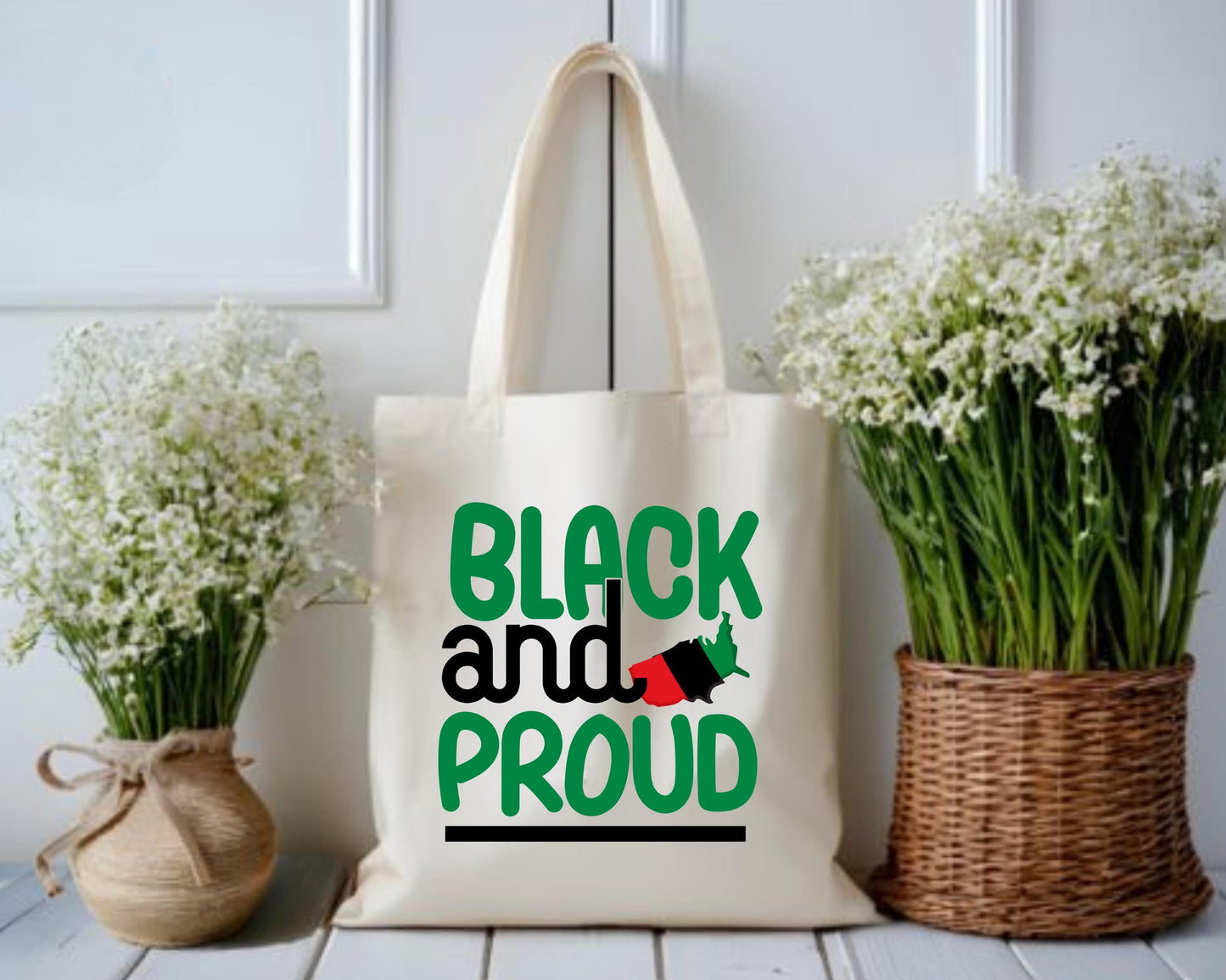 Black and Proud Cotton Tote Bag, African American Empowerment Market Bag, Ethnic Pride Shopping Bag, BLM Reusable Grocery Tote, Diversity