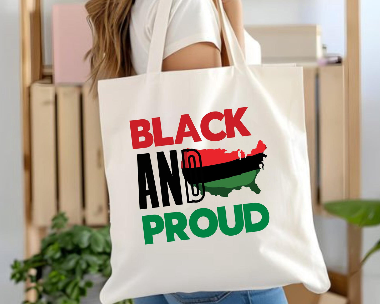 Black and Proud Cotton Tote Bag, African American Empowerment Market Bag, Ethnic Pride Shopping Bag, BLM Reusable Grocery Tote, Diversity