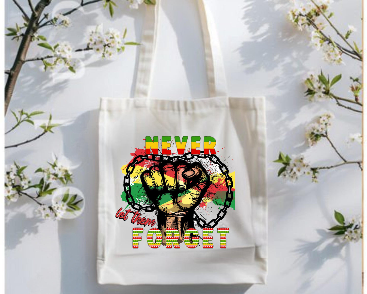 Cotton Canvas Tote Bag - Never Let Them Forget, Reusable Shopping Bag, Eco-Friendly Tote, Gift for Her, Grocery Bag, Market Bag