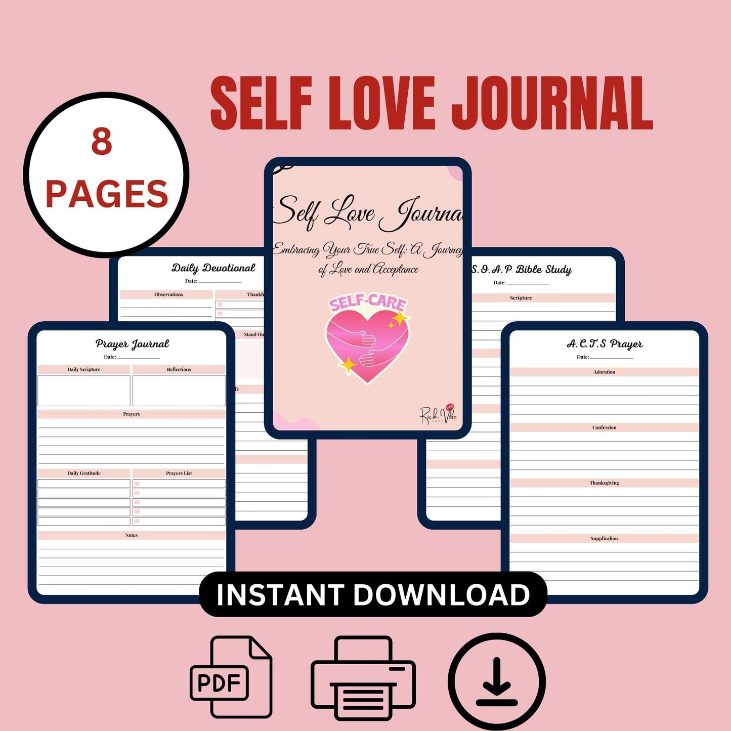 Editable Template Self Love Workbook Digital Self Love Planner Self Care Journal Affirmation Journal Self Love Journal Printable and