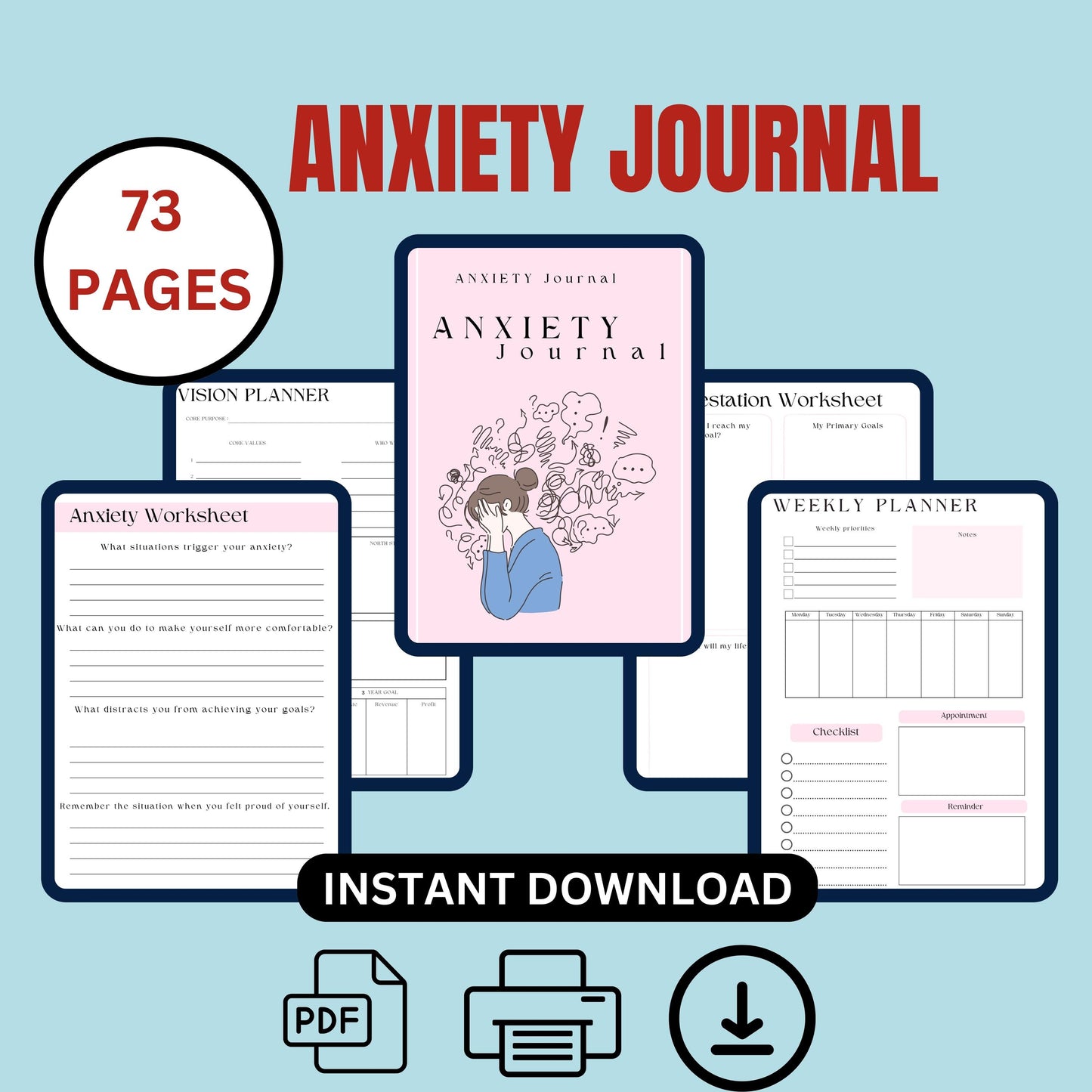 Anxiety triggers, obsessive compulsive, therapy worksheet, CBT worksheets, mental health plan, anxiety worksheet journal, Therapist, therapy