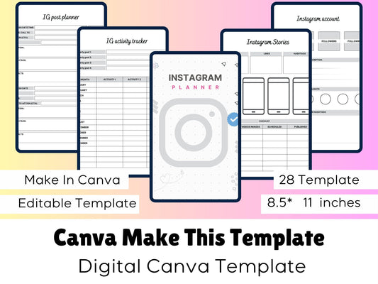 Instagram Post Planner Printable – Social Media Content Planner for Business, Marketing, and Posting