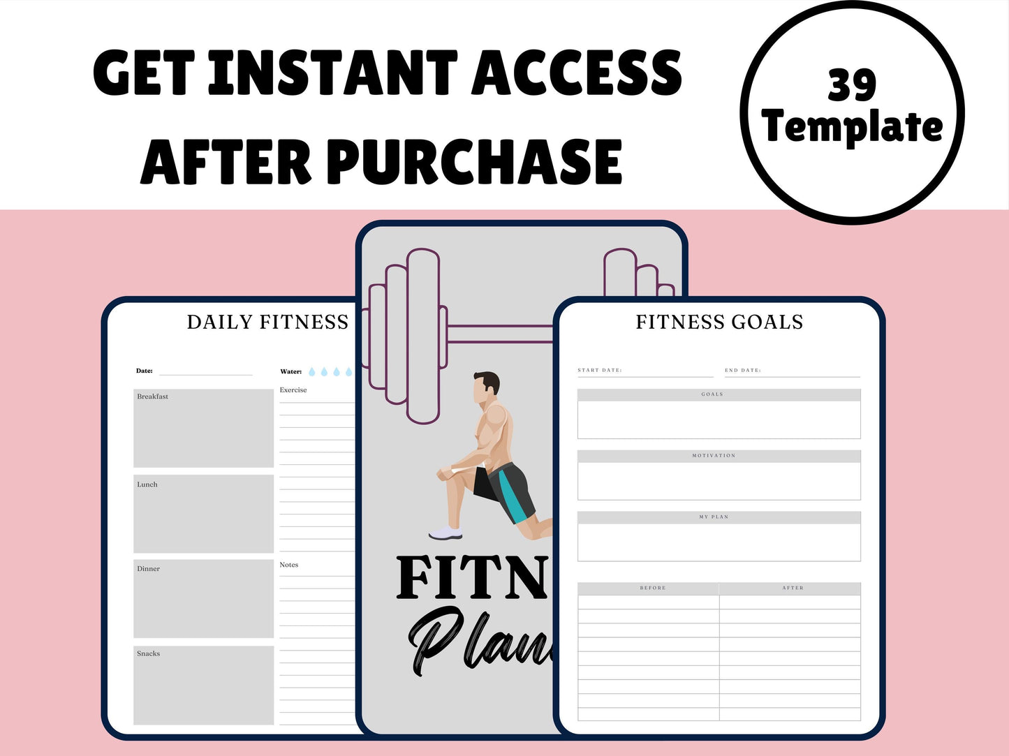 Fitness Planner, Workout Planner Fitness Journal, Wellness,  Weight Loss Tracker,, Health Goal, Meal Planner, Self Care, Habit Tracker