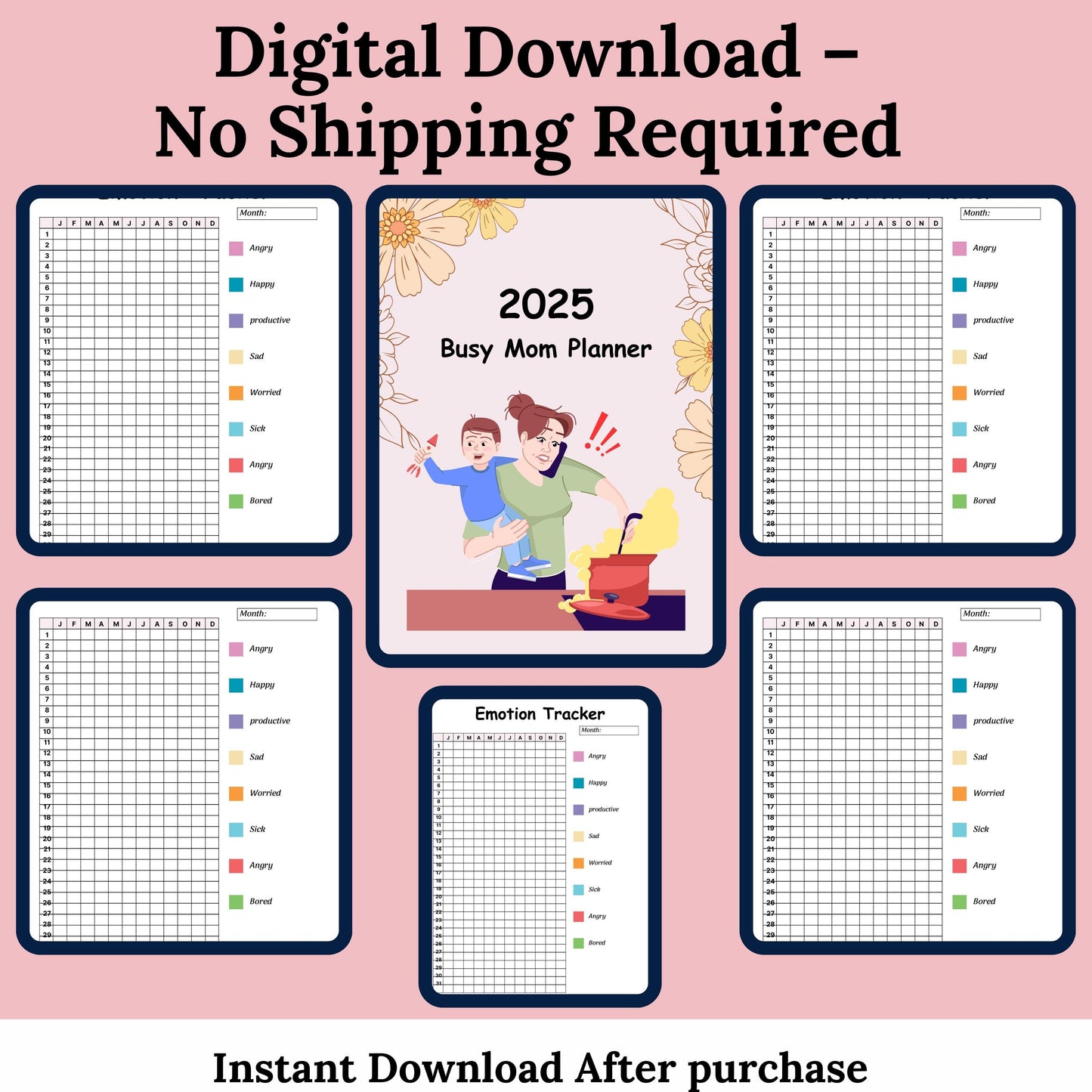 2025 ADHD Busy Mom Planner, Printable Daily Organizer, ADHD Planner for Moms, Time Management Journal, Productivity Planner