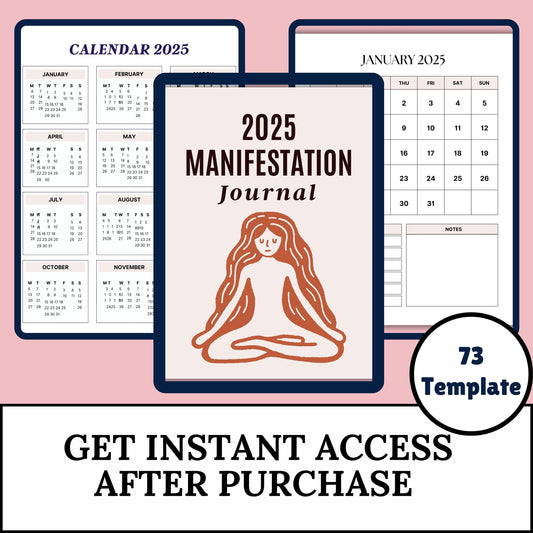 2025 Manifestation Journal | Yearly Intentions Visioning Workbook | Vision Board, Law of Attraction | Grimoire Journal | Printable Planner