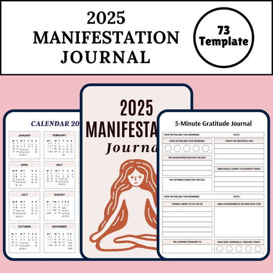 2025 Manifestation Journal | Yearly Intentions Visioning Workbook | Vision Board, Law of Attraction | Grimoire Journal | Printable Planner