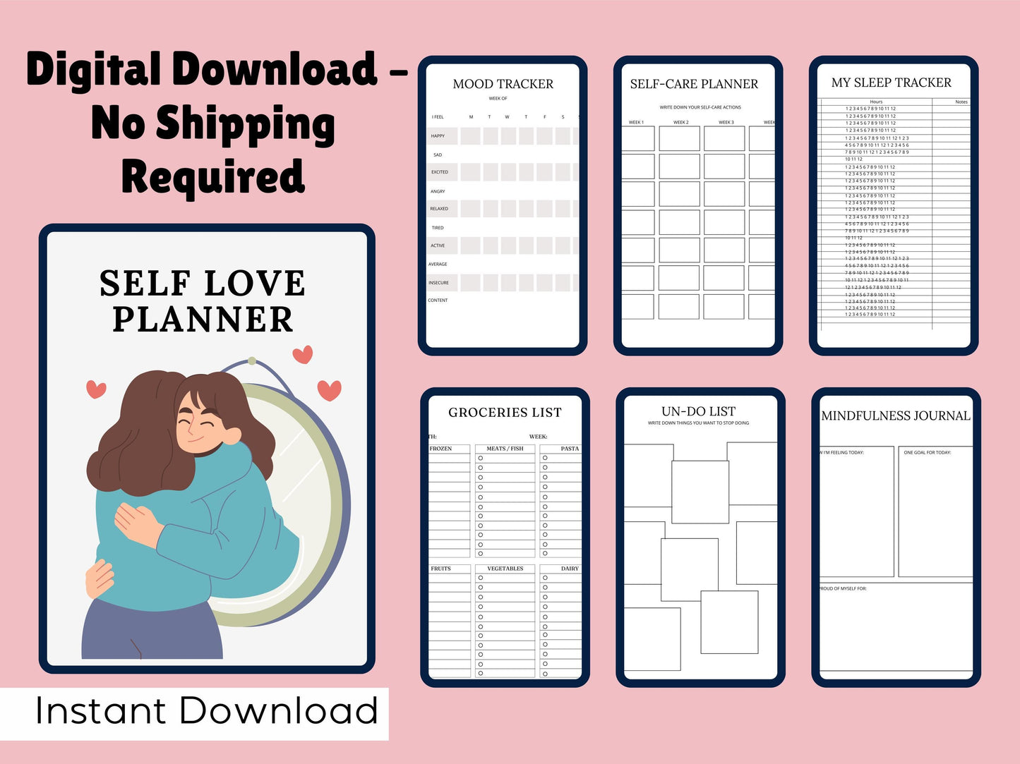 Self Love Journal Printable and Editable Template | Self Love Workbook | Digital Self Love Planner | Self Care Journal | Affirmation Journal